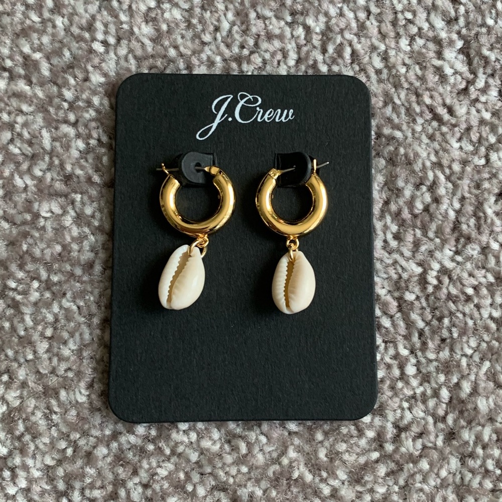 NWT J Crew Seashell Hoop Earrings